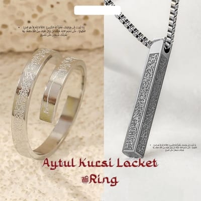 Picture of Ayatul Kursi Locket + Ring Combo 60 CM, Color-Rose Gold