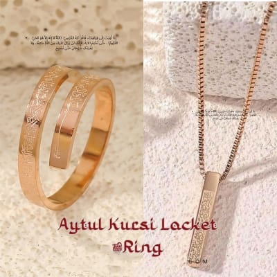 Picture of Ayatul Kursi Locket + Ring Combo 60 CM, Color- Silver