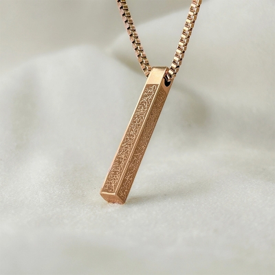 Picture of Ayatul Kursi 3D Bar Necklace 60 CM, Color-Silver
