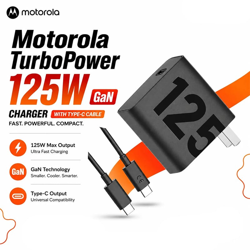 Picture of Motorola TurboPower 125W Wall Charger with 6.5 Amp USB-C Cable - Black