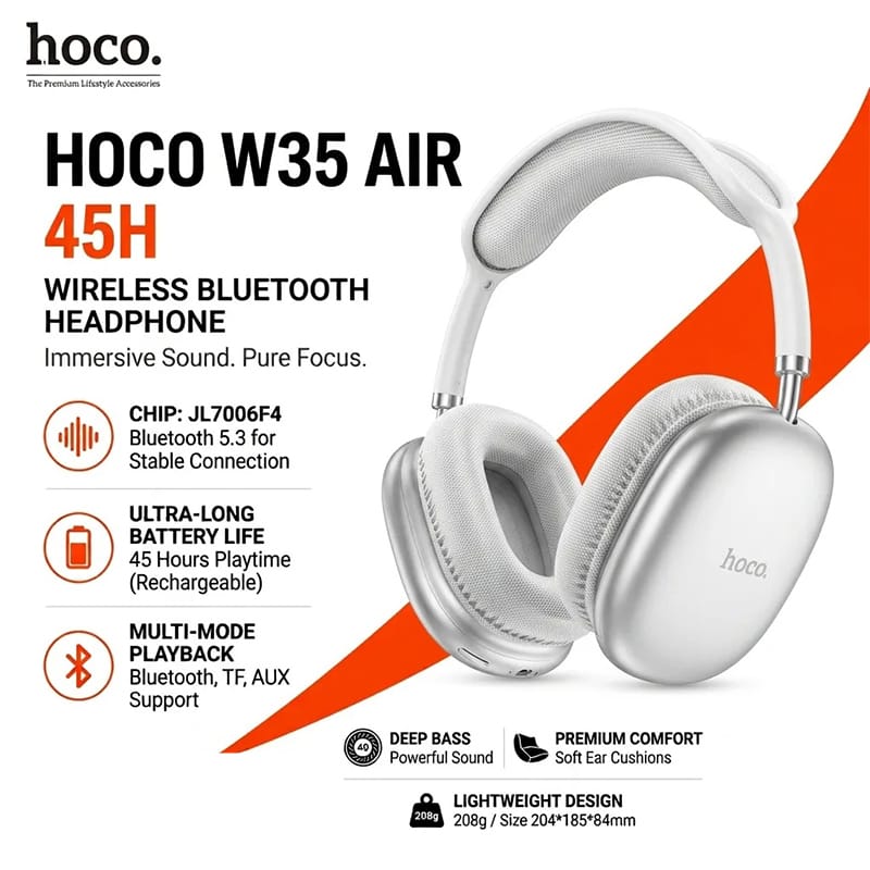 Picture of Hoco W35 Air Wireless Headphone - Silver