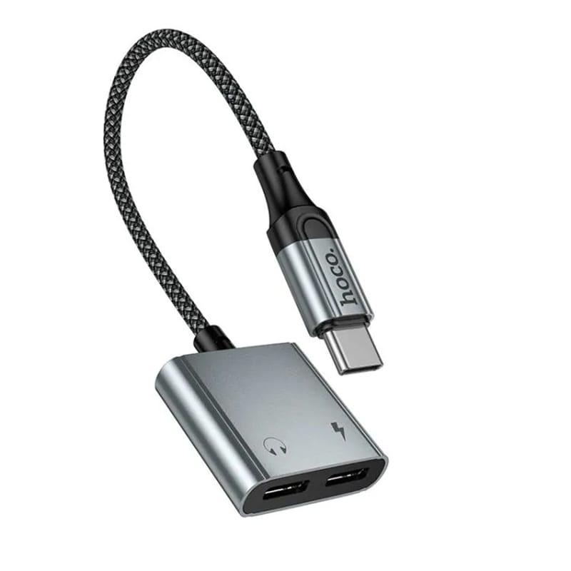 Picture of hoco UPA34A Type-C to Dual Type-C Digital Audio Converter(Metal Grey) - Grey