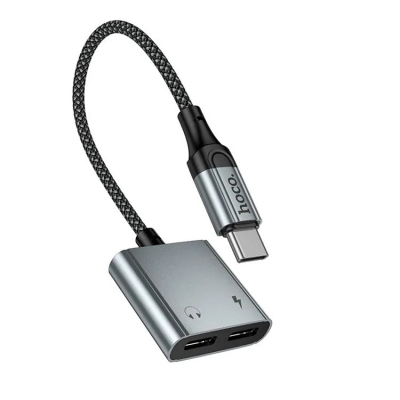 Picture of hoco UPA34A Type-C to Dual Type-C Digital Audio Converter(Metal Grey) - Grey
