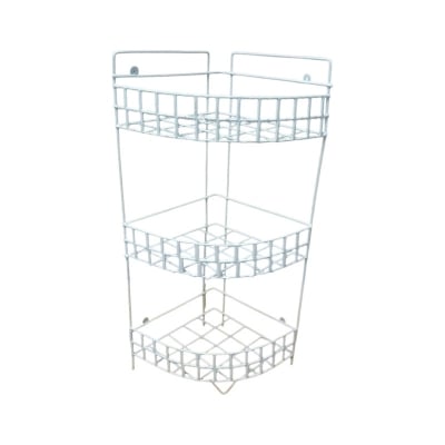 Picture of 3 Steps Hanging Corner Storage Rack Organizer Kitchen Rack Furniture space savers white color-White