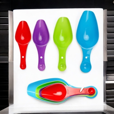 Picture of "Accurate Baking with 4-Piece Measuring Spoon Set - Multi-Color Plastic Spoons with Small Pet Design - 1 Set"-Multicolor