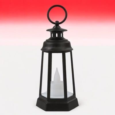 Picture of "Decorative Lantern with Flameless LED Candle Light - 17cm Multi-Color for Ramadan Kareem and Room Decor | Battery-Powered Warm Light"-Multicolor