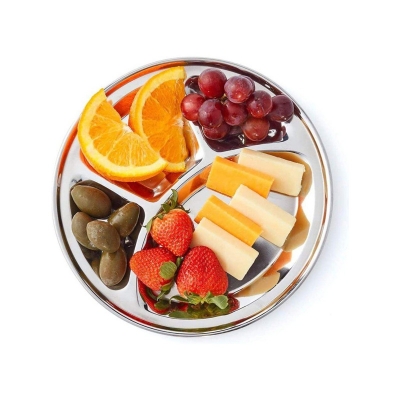 Picture of 4 compartment Stainless steel Round plate-Silver