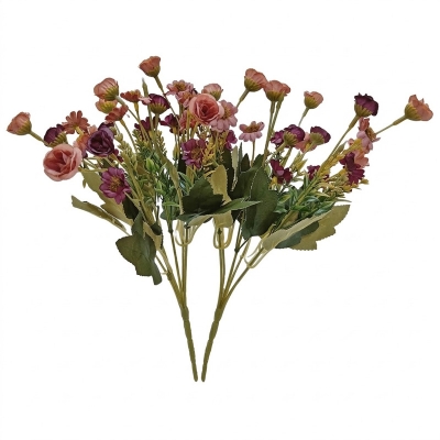 Picture of 2Pc Small Artificial Flower  stick Home Wedding Decor, Make Your Life be Full of Beautiful Vitality, Good Memories Light Champagne purple-Pink-Pink