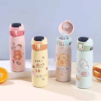 Picture of 1 pcs Stainless Steel Insulated Sipper Bottle Vacuum Hot & Cold Bottle With Temperature Display Multicolor-Multicolor
