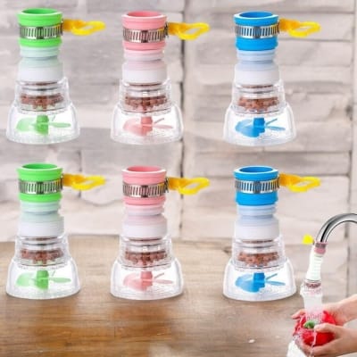 Picture of Rotatable Faucet Nozzle, 6-Pack Water Filter, Splash-Proof Tap Extender, Water-Saving Device for Kitchen, Bathroom, Shower-Multicolor