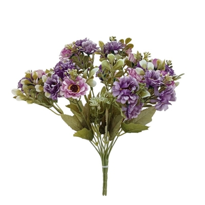 Picture of "Artificial Silk Chrysanthemum Bunch, 18 Multicolor Blooms per Stick, 2 Sticks, 32x20 cm, Realistic Design for Home, Wedding, and Garden Decor, Durable Fabric and Plastic for Long-Lasting Use."-Multicolor