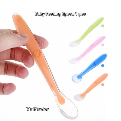 Picture of Baby Feeding Spoon Newborn Baby Soft Silicone Spoons Safety Utensils Patchwork Baby Children Tableware 1 pcs-Multicolor