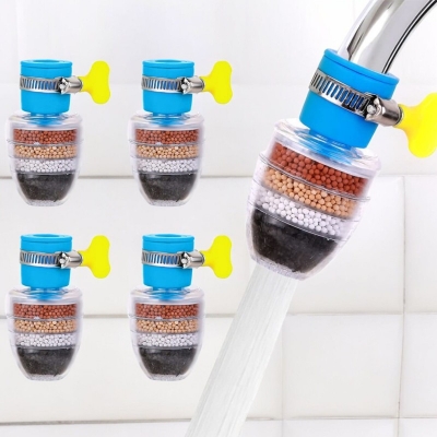 Picture of 4-Pack Mini Tap Water Purifier with 6-Layer Activated Carbon Filtration for Kitchen and Bathroom-Multicolor
