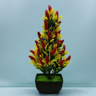 Picture of Fake Chili Plant: Artificial Chili Tree Mini Potted Plant for Home, Kitchen, Wedding, and Party Decoration (1)-Multicolor