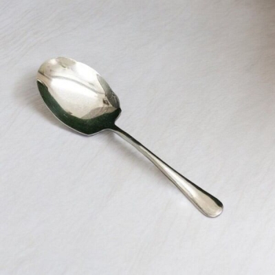 Picture of 10.5 Inch Stainless Steel Rice Spoon - Silver with Mirror Polish and Golden Handle, Perfect for Serving-Silver