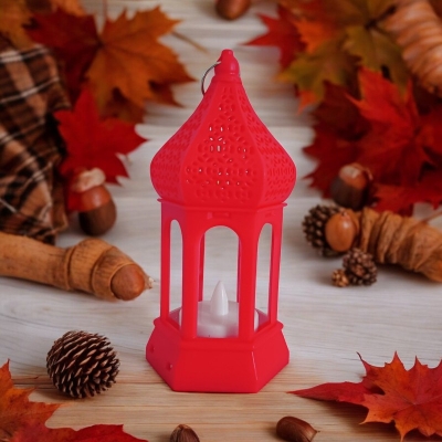 Picture of "LED Ramadan Lantern - 14cm Morocco Wind Candle Lamp | Multi-Color ABS Plastic for Eid Mubarak and Islamic Party Decor | Battery-Powered Light"-Multicolor