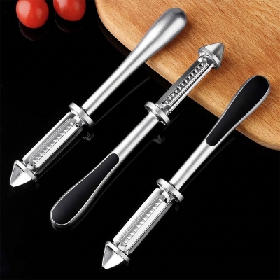 Picture of 3 in 1 Vegetable Fruit Peeler Kitchen Accessories Sharp Stainless Steel Carrot Fruit Peeler Kitchen Gadgets-Silver