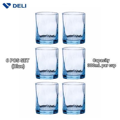 Picture of Deli Glass Tumbler in Blue Color (Set of 6pcs) 300ml JS5181-2B-Blue