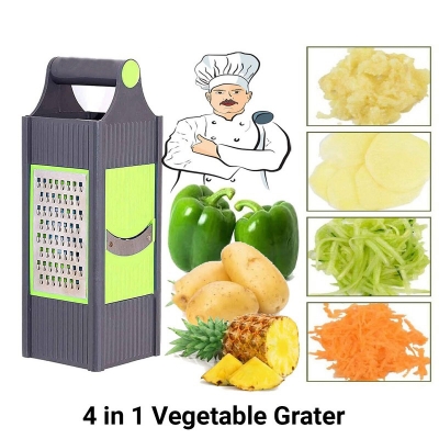 Picture of Plastic 4 in 1 Vegetable Slicer/Potato Chips Maker Grater with 4 Sides Vegetable Choppers-Potato Chips Maker Vegetable Potato Slicer and Smooth Grip-Multicolor