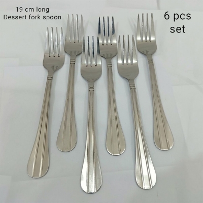 Picture of Lionel 6 pcs stainless steel Dessert fork spoon silver color best for tableware line design 19 cm long-Silver