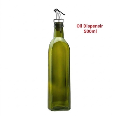 Picture of 1 pcs 500ml oil bottle and oil dispensir clear color and multicolor dispensir for kitchen uses oil dispensir-Green