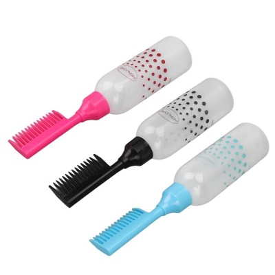 Picture of 3 pcs Root Comb Applicator Bottle,  Hair Oil Applicator Colorful Plastic Squeeze Bottle Applicator Brush, Hair Dye Bottle Brush with Graduated Scale, for Hair Dye Barber Salon-Multicolor