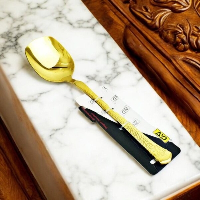 Picture of Elegant 10 Inch Curry Serving Spoon - Golden Finish, Stainless Steel, Non-Magnetic, Mirror Polish, Ideal for Cooking and Serving-Gold