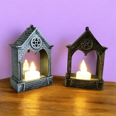Picture of "Set of 2 LED Lanterns - 15cm Flickering Flame Rustic Candles | Battery-Powered Multi-Color ABS Plastic for Home Decor and Ramadan Kareem"-Multicolor