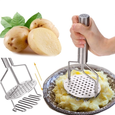 Picture of Stainless Steel Hand Potato/Vegetable/Pav bhaji Masher (Silver)-Silver