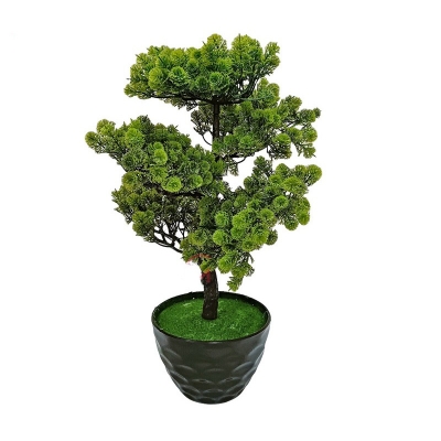 Picture of Festival Potted Plant Simulation Decorative Bonsai Home Office Pine Tree Gift DIY Ornament Lifelike Accessory Artificial Bonsai-Green