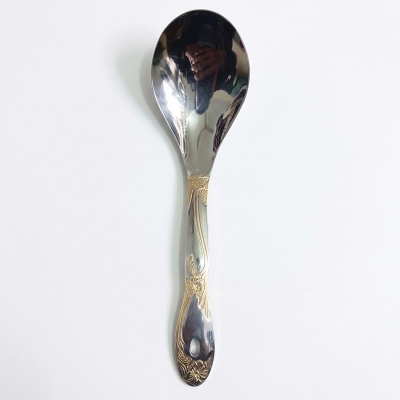 Picture of 1 pcs stainless steel Rice spoon golden design heavy quality-Silver