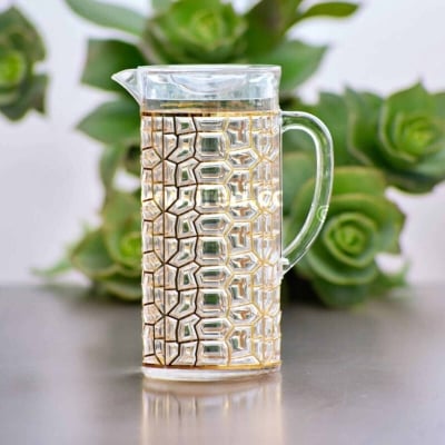 Picture of Same as Picture Acrylic Water Juice Jug - 2 Liter, Eco-Friendly, Thin Golden Pattern Drinking Pitcher-Gold
