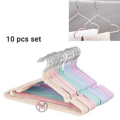 Picture of 10 pcs Coat Hanger Multifunctional Brate- Bold Home Dip Adult Seamless Clothes Hanger with Hanging Hook Non- Slip Dormitory (Multicolor)-Multicolor