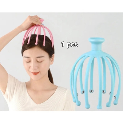 Picture of 1 pcs Portable Manual Blood Circulatory Silicone Scalp Octopus Head Massager vibrator-Multicolor