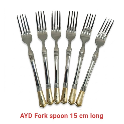 Picture of AYD premium golden design fork spoon 6 pcs stainless steel fork spoon Magnet proof spoon mirror polish 15cm long spoon-Silver