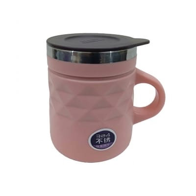 Picture of INSULATED MUG  Thermos Stainless Steel Vacuum for hot and Cold Beverages with Lid Handle (400 ml) (Blue) Stainless Steel Coffee Mug  (400 ml)-Pink