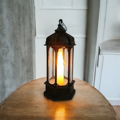 Picture of "14.5cm Battery-Powered LED Lantern - Six-Cornered Multi-Color ABS Plastic for Ramadan Kareem, Festive Occasions, and Room Decor"-Multicolor