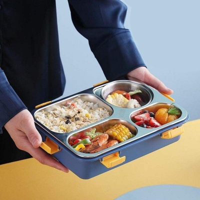 Picture of Thermal Insulation 4 Compartment Lunch Boxes (Multicolor)-Multicolor