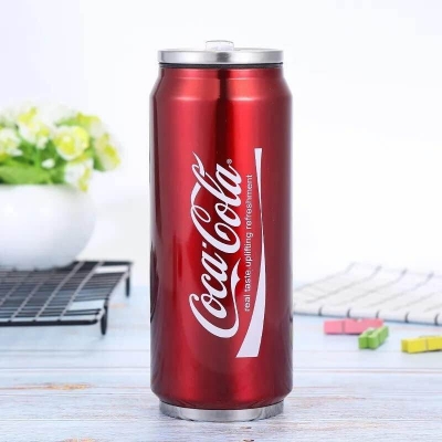 Picture of 1 pcs Can style Stainless 500ml Water Bottle, Vacuum Bottle, Silver Color-Red