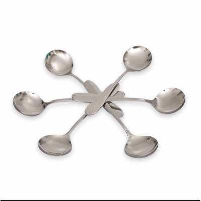 Picture of Nova 6 pcs small Size Stainless Steel Soup Spoon Set of 6 Pieces, Soup Spoon, Cereal Spoon, Soba Spoon kitchen accessories-Silver