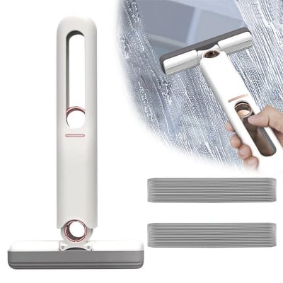 Picture of Portable Mini Mop Hand Washable Desktop Cleaning Mini Mop, Lazy Self-Squeeze Mini Mop, for Desktop Glass Cleaning Bathroom Crevice Absorbent Mopuit Glass-White