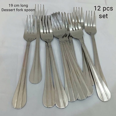 Picture of Lionel 12 pcs setstainless steel Dessert fork spoon silver color best for tableware line design 19 cm long-Silver
