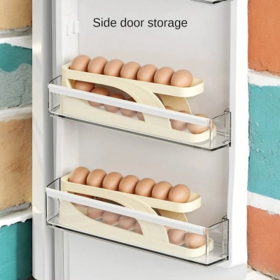 Picture of Egg Dispenser - 2 pcs, Food Grade Plastic, Made in China, 14-15 Egg Capacity, Rolling and Automatic Sliding Spiral Holder, Ideal Kitchen Gadget for Efficient Egg Management, Keeps Eggs Organized and Accessible-Multicolor