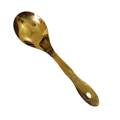 Picture of Golden Stainless Steel Rice Spoon - 10 Inch, Mirror Polish with Cutting Print, Perfect for Cooking and Serving-Gold