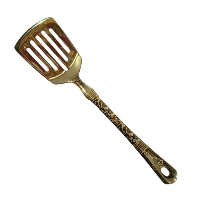 Picture of Golden 10-Inch Stainless Steel Slotted Turner Spoon – Cooking & Serving – Mirror Polish, Laser-Printed Handle – 1 Piece-Gold