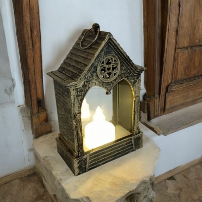 Picture of "15cm LED Lantern - Flickering Flame Rustic Candle Lamp | Battery-Powered Multi-Color ABS Plastic for Table Centerpiece and Ramadan Kareem"-Multicolor