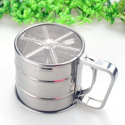 Picture of Stainless Steel Mesh Flour Sifter Mechanical Bakeware Icing Sugar Shaker Cup Bakeware High Quality Pastry Tools-Silver