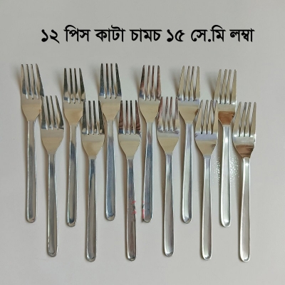 Picture of Rosy 12 pcs Stainless steel fork spoon silver for kitchen 15cm long best spoon for House, Kitchen, Travel, restaurant  etc-Silver
