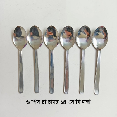 Picture of Sara 6 pcs Stainless steel Tea spoon silver for kitchen 14cm long best spoon for House, Kitchen, Travel, restaurant  etc-Silver
