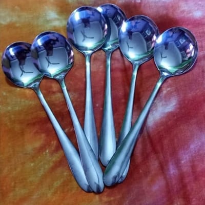 Picture of NOVA 6 pcs stainless steel sup spoon Nova Black Berry stainless steel sup spoon for children , sup spoon 15 cm long sup spoon-Silver